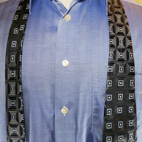 ETON of Sweden, NWOT,  French Blue, 16/41 100% Cotton Micro Herringbone - Picture 3 of 7